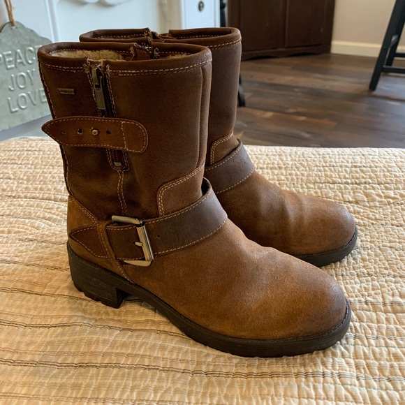 clarks brown biker boots